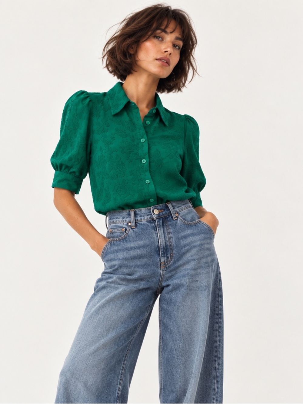 Contemporaine by Simon’s Green Laser Print Top